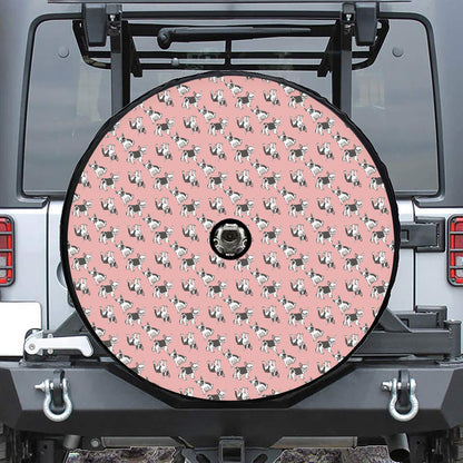 Cute French Bulldog Puppy Pattern Print Tire Cover With Camera Hole
