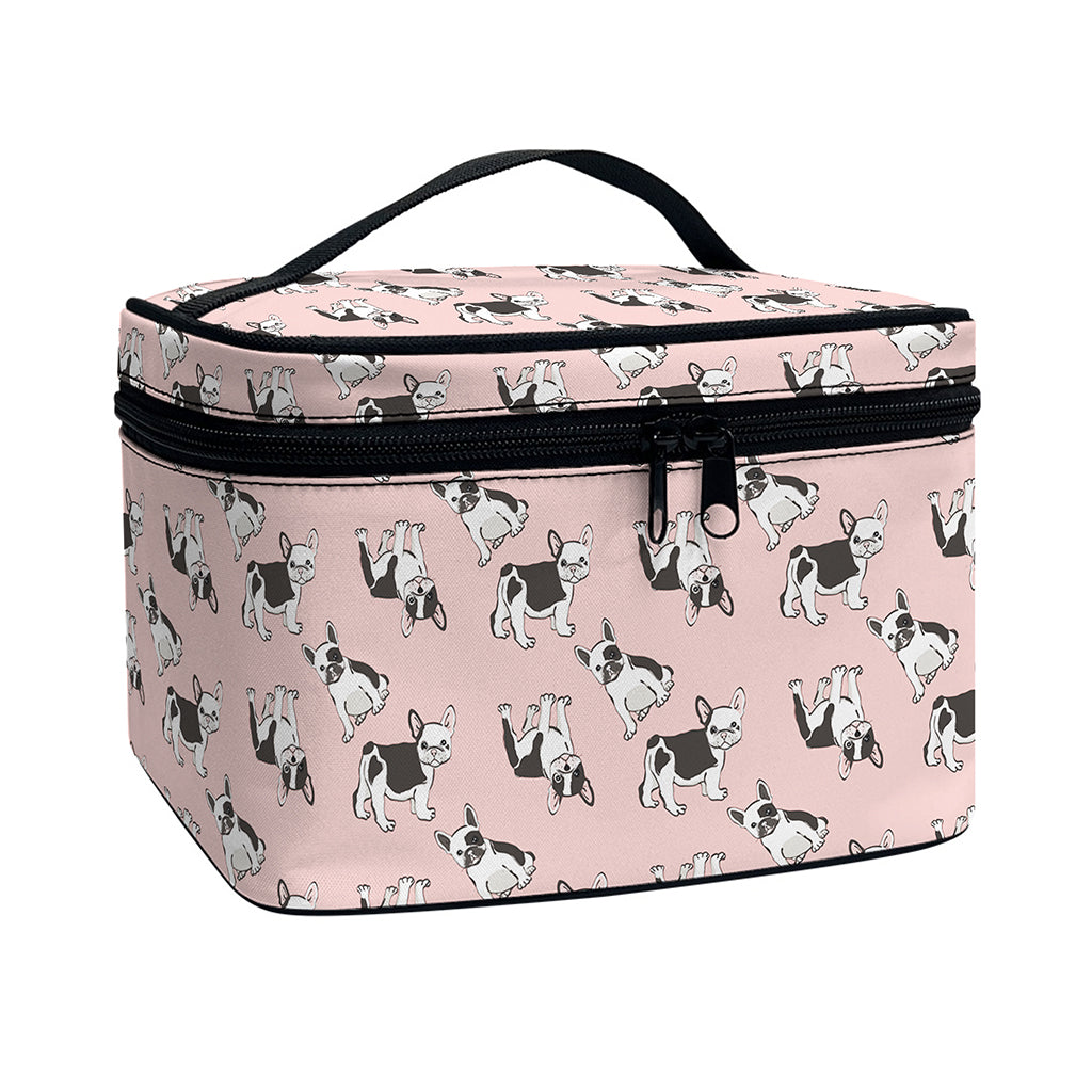 Cute French Bulldog Puppy Pattern Print Travel Makeup Bag