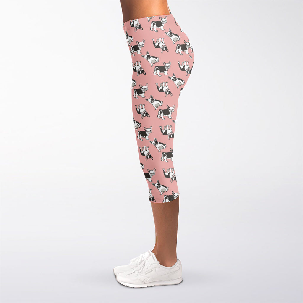 Cute French Bulldog Puppy Pattern Print Women's Capri Leggings