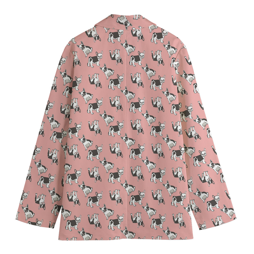 Cute French Bulldog Puppy Pattern Print Women's Cotton Blazer