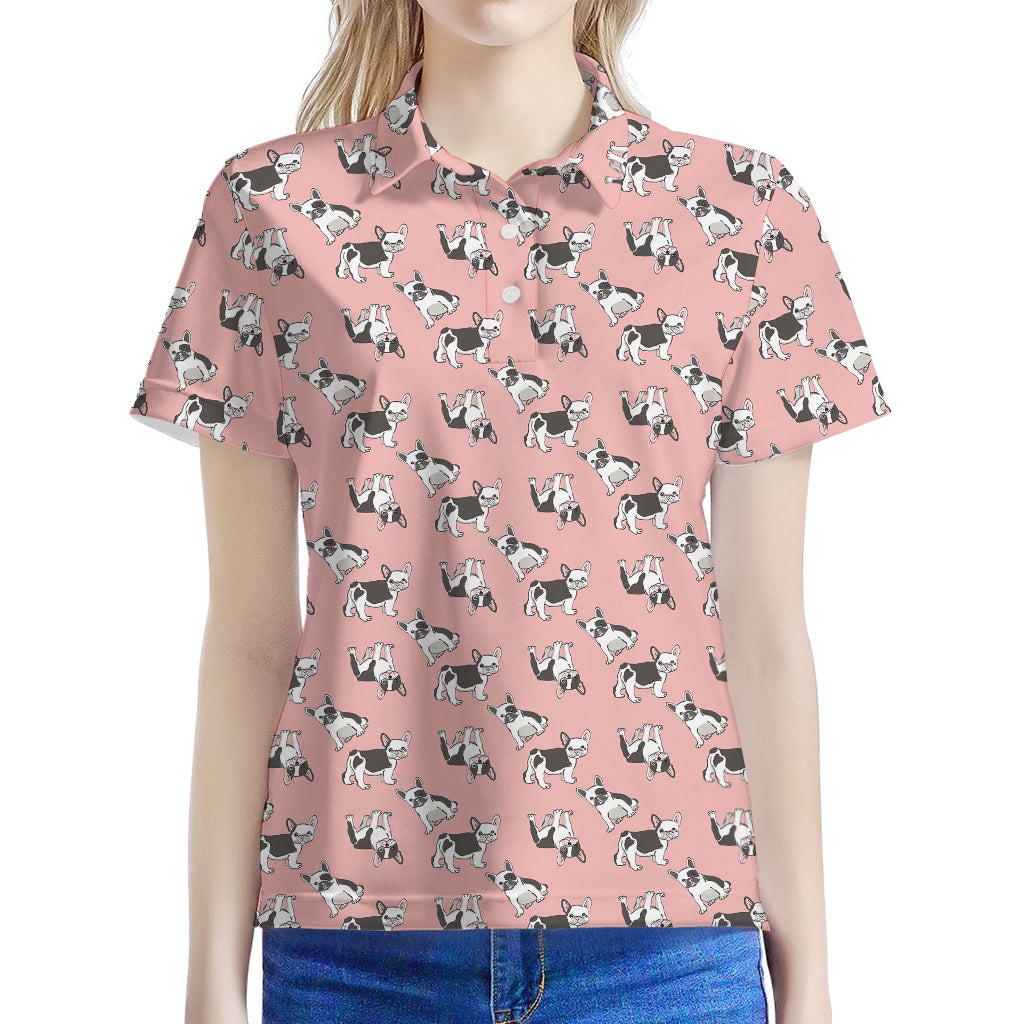 Cute French Bulldog Puppy Pattern Print Women's Polo Shirt
