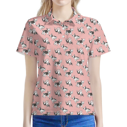 Cute French Bulldog Puppy Pattern Print Women's Polo Shirt