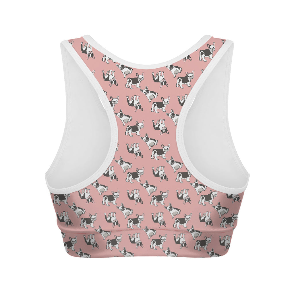 Cute French Bulldog Puppy Pattern Print Women's Sports Bra