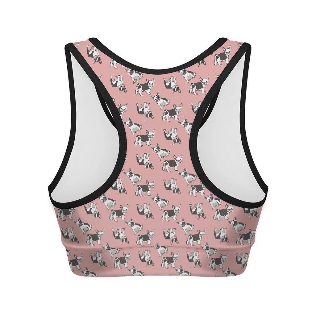 Cute French Bulldog Puppy Pattern Print Women's Sports Bra