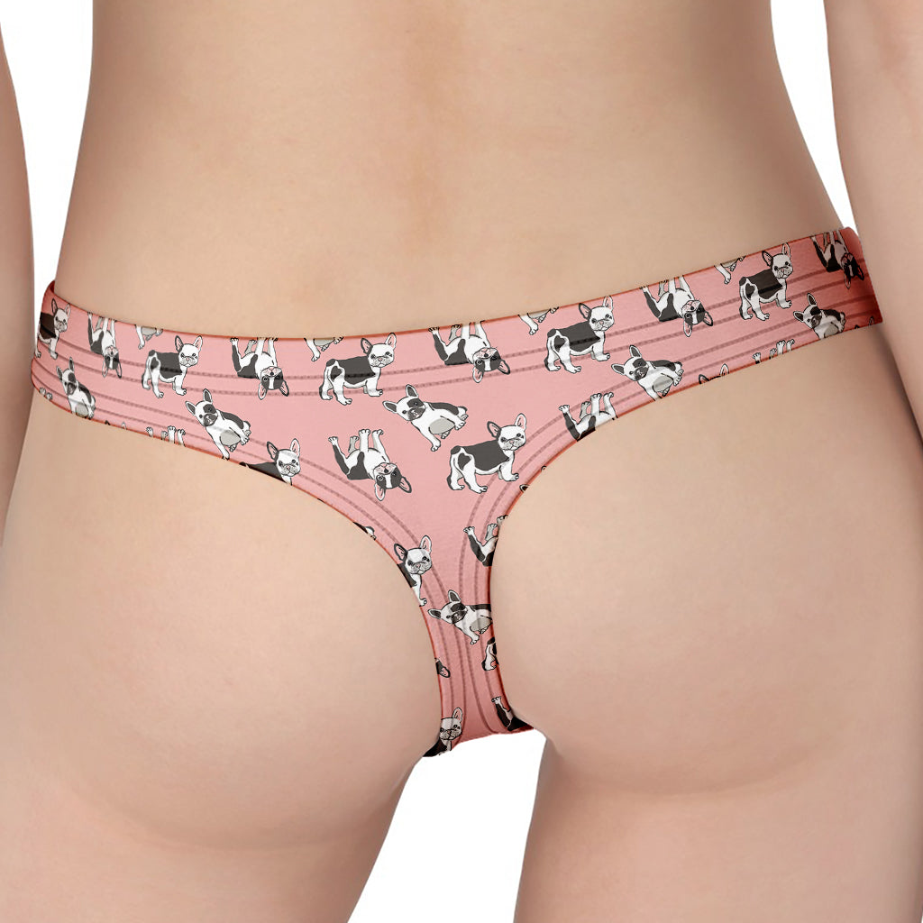 Cute French Bulldog Puppy Pattern Print Women's Thong