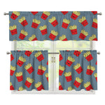 Cute French Fries Pattern Print 3 Piece Kitchen Curtains