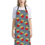 Cute French Fries Pattern Print Bib Apron With Pocket