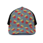 Cute French Fries Pattern Print Black Mesh Trucker Cap