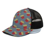 Cute French Fries Pattern Print Black Mesh Trucker Cap