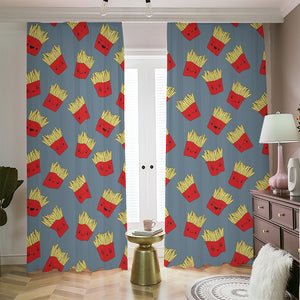 Cute French Fries Pattern Print Blackout Pencil Pleat Curtains