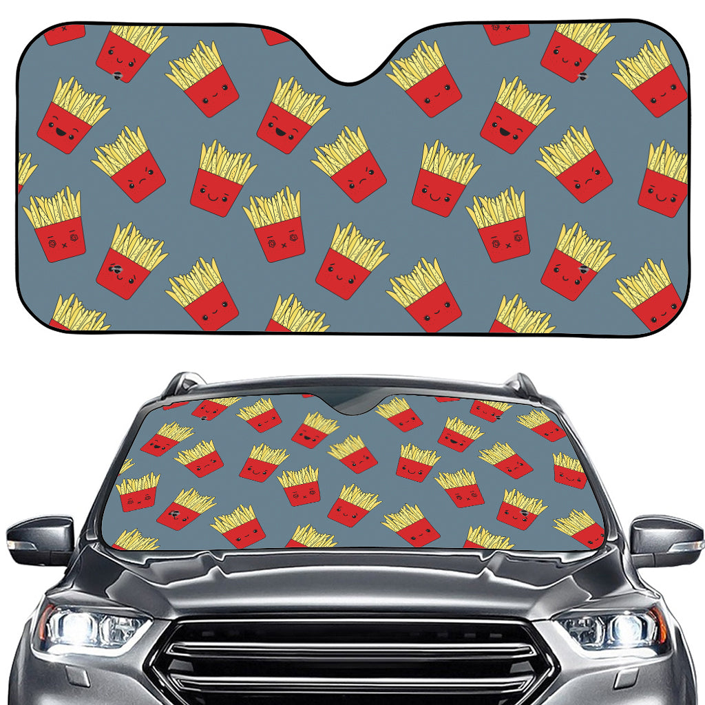 Cute French Fries Pattern Print Car Windshield Sun Shade