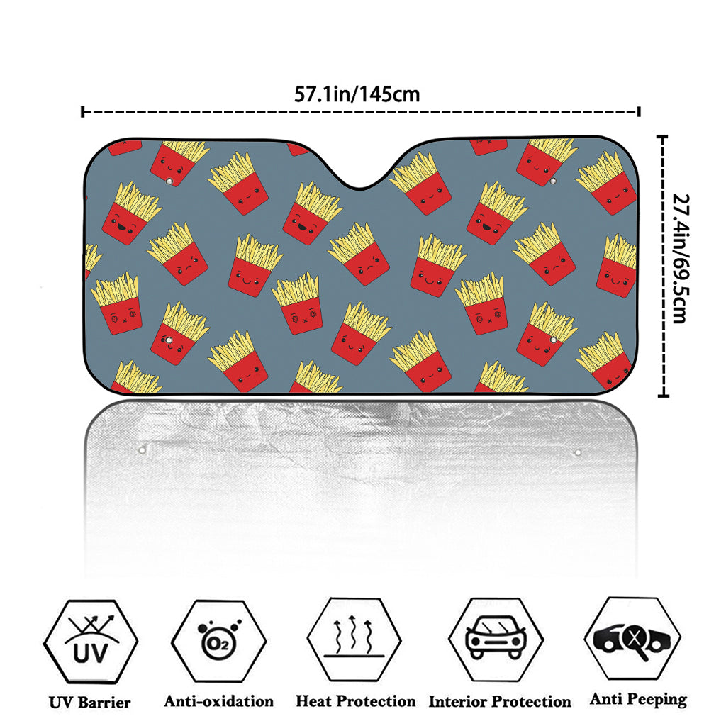 Cute French Fries Pattern Print Car Windshield Sun Shade