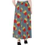 Cute French Fries Pattern Print Chiffon Maxi Skirt