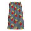 Cute French Fries Pattern Print Cotton Front Slit Maxi Skirt