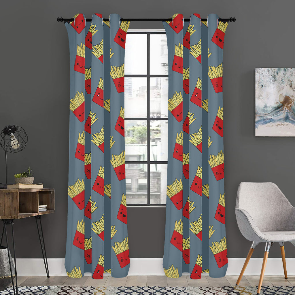 Cute French Fries Pattern Print Curtain