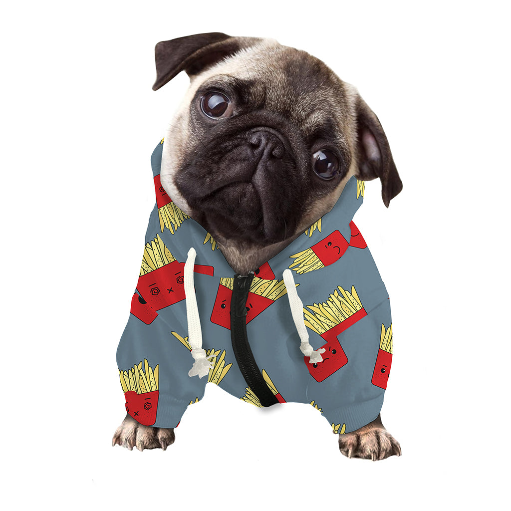 Cute French Fries Pattern Print Dog Zip Up Hoodie