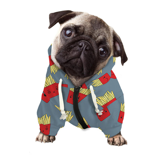 Cute French Fries Pattern Print Dog Zip Up Hoodie