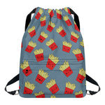 Cute French Fries Pattern Print Drawstring Backpack