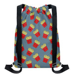 Cute French Fries Pattern Print Drawstring Backpack