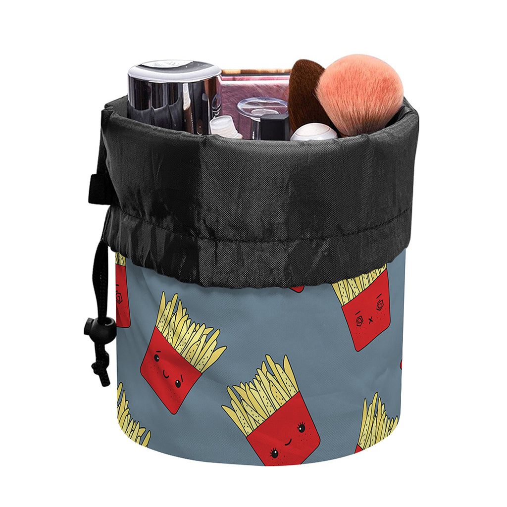 Cute French Fries Pattern Print Drawstring Makeup Bag