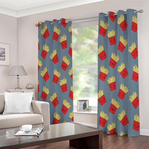 Cute French Fries Pattern Print Extra Wide Grommet Curtains