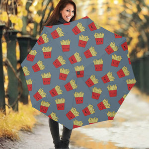 Cute French Fries Pattern Print Foldable Umbrella