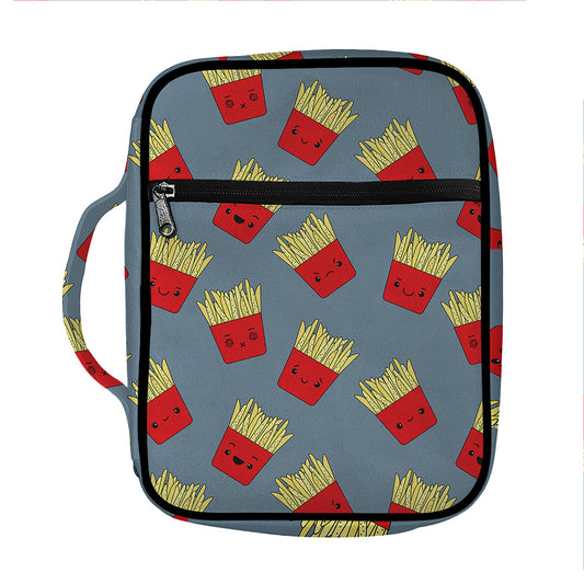 Cute French Fries Pattern Print Front Pocket Bible Bag
