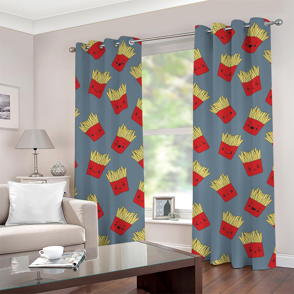 Cute French Fries Pattern Print Grommet Curtains