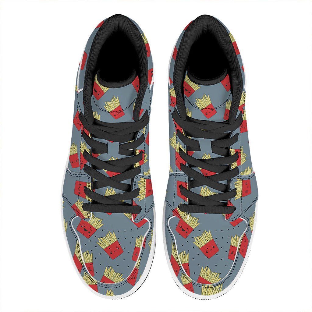 Cute French Fries Pattern Print High Top Leather Sneakers