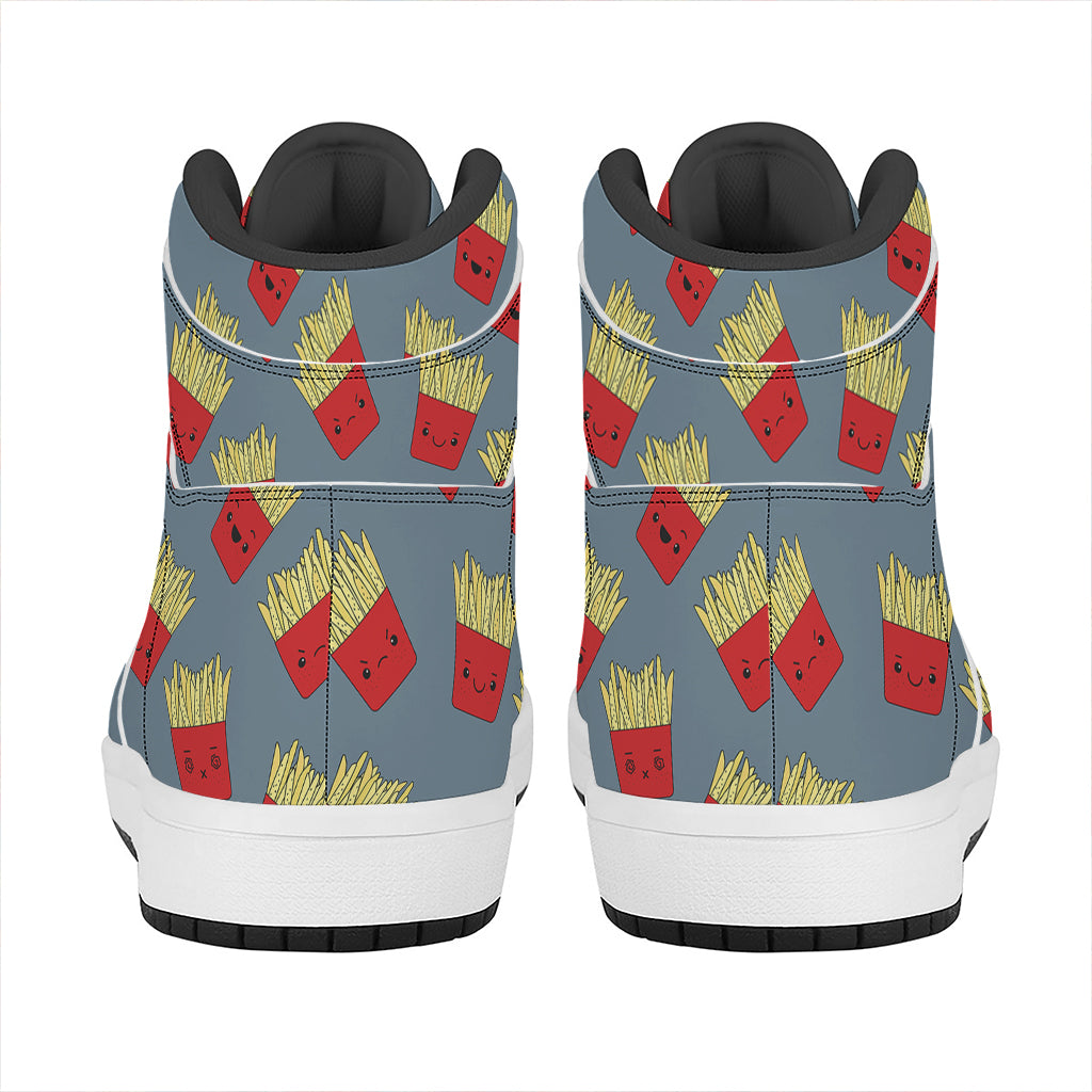 Cute French Fries Pattern Print High Top Leather Sneakers