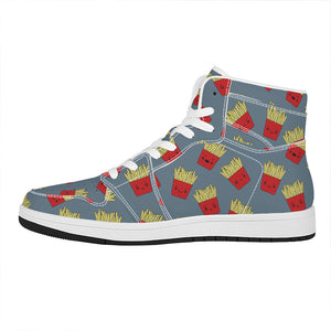 Cute French Fries Pattern Print High Top Leather Sneakers