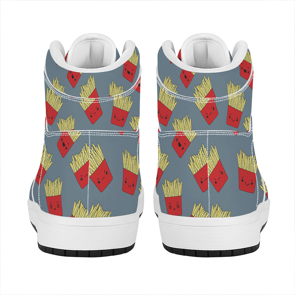 Cute French Fries Pattern Print High Top Leather Sneakers