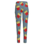 Cute French Fries Pattern Print High-Waisted Pocket Leggings