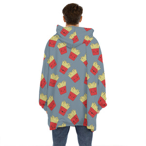 Cute French Fries Pattern Print Hoodie Blanket