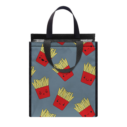 Cute French Fries Pattern Print Insulated Lunch Tote