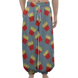 Cute French Fries Pattern Print Lantern Pants