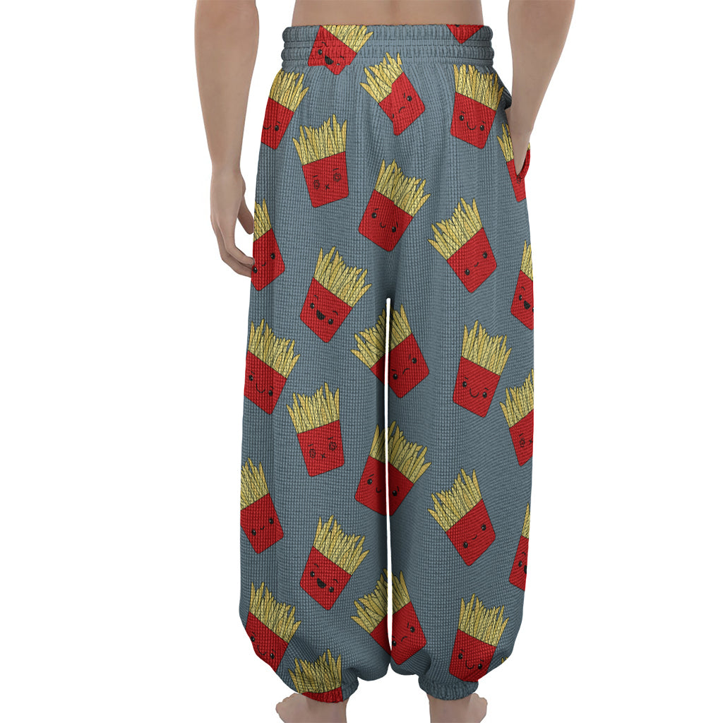 Cute French Fries Pattern Print Lantern Pants