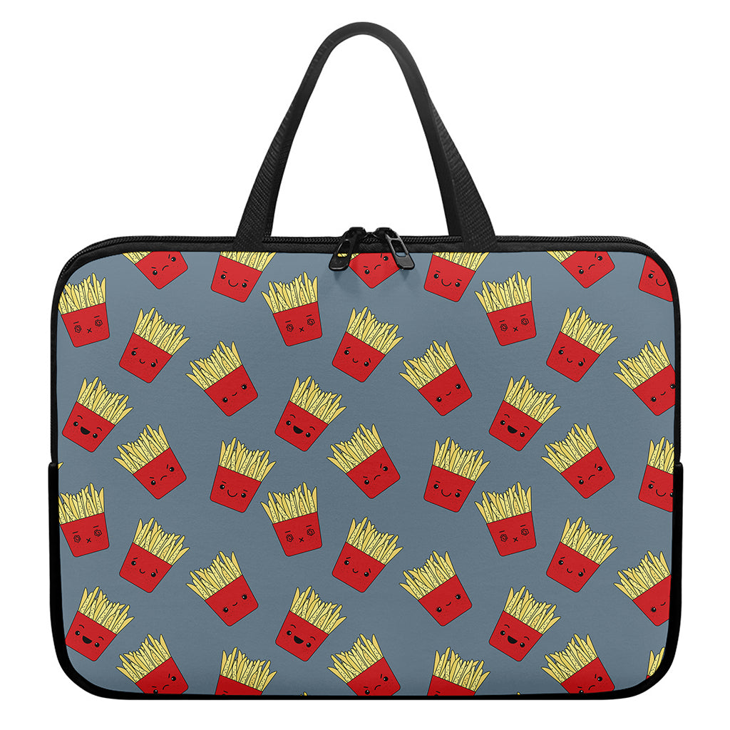 Cute French Fries Pattern Print Laptop Sleeve With Handle