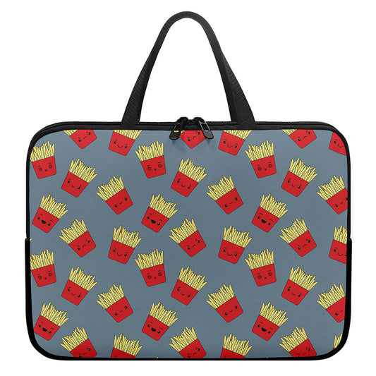 Cute French Fries Pattern Print Laptop Sleeve With Handle