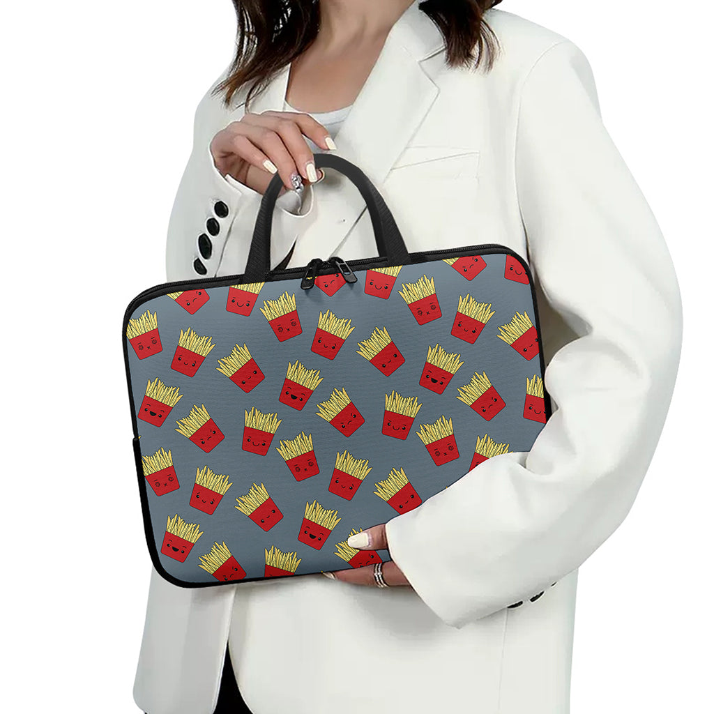 Cute French Fries Pattern Print Laptop Sleeve With Handle