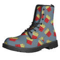 Cute French Fries Pattern Print Lace-Up Boots