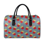 Cute French Fries Pattern Print Leather Duffle Bag