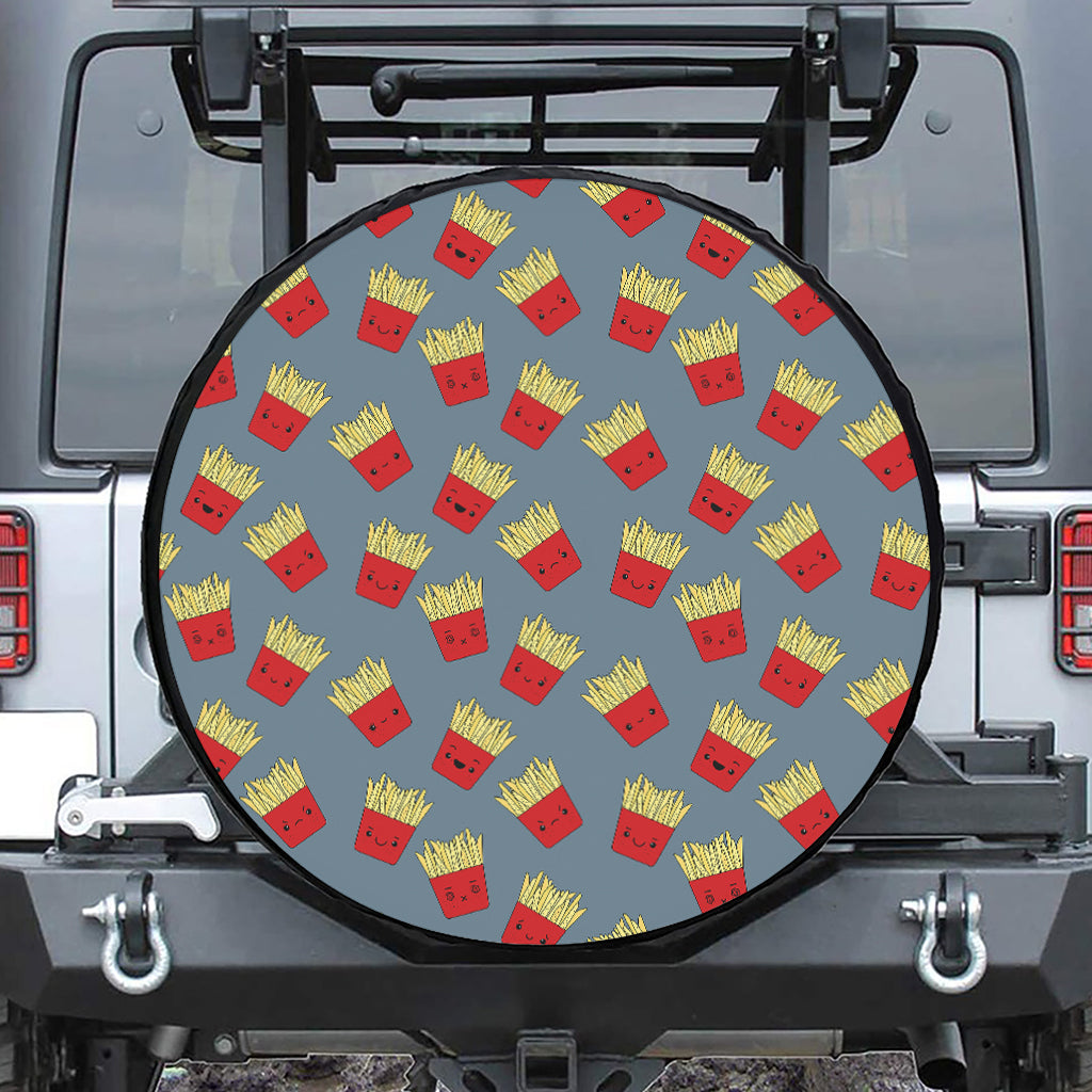 Cute French Fries Pattern Print Leather Spare Tire Cover