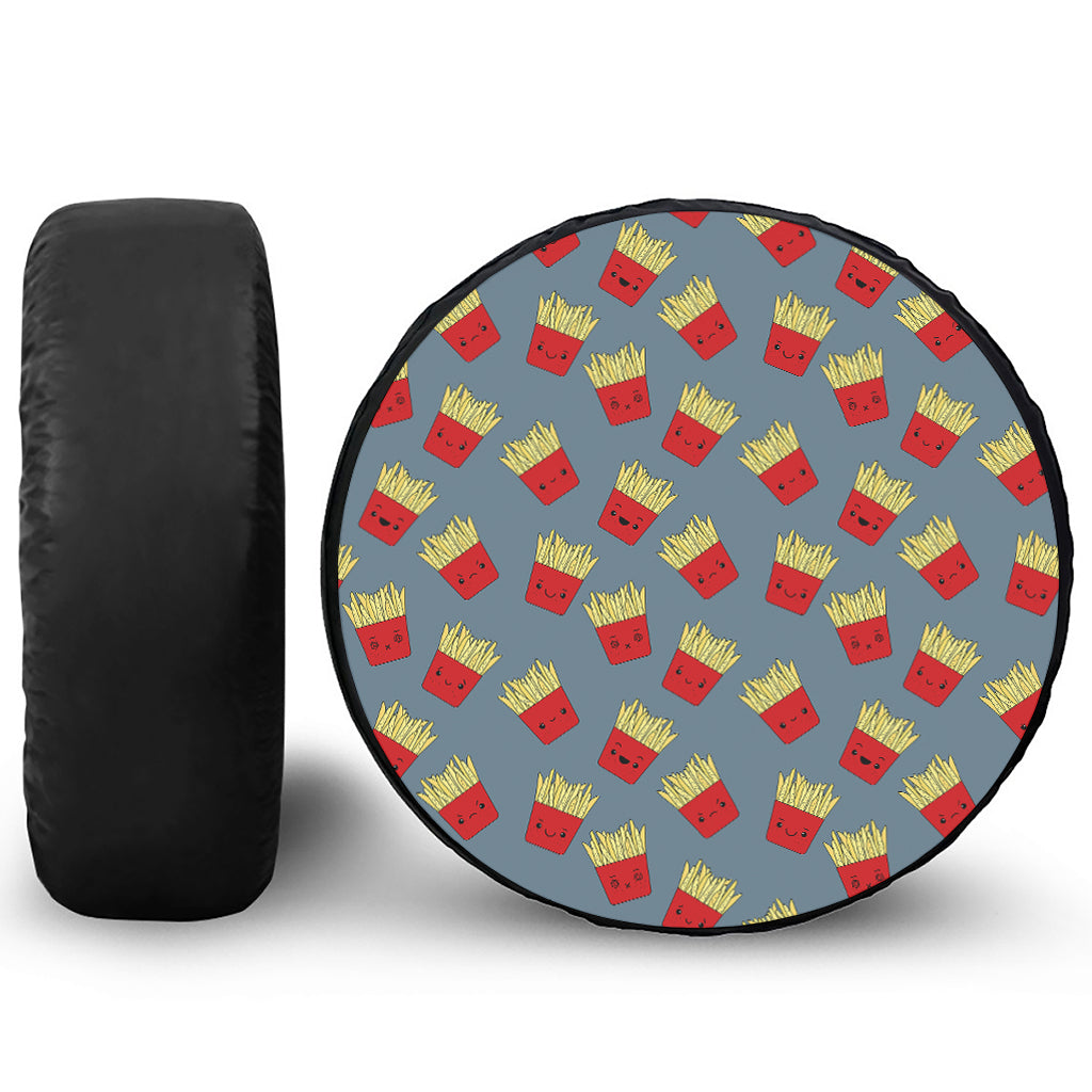 Cute French Fries Pattern Print Leather Spare Tire Cover