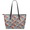 Cute French Fries Pattern Print Leather Tote Bag