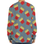 Cute French Fries Pattern Print Long Sleeve Baseball Jersey