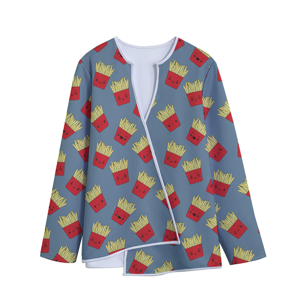 Cute French Fries Pattern Print Long Sleeve Short Coat