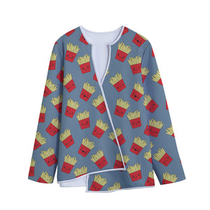 Cute French Fries Pattern Print Long Sleeve Short Coat