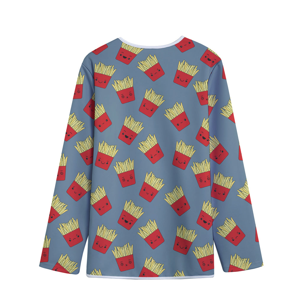 Cute French Fries Pattern Print Long Sleeve Short Coat