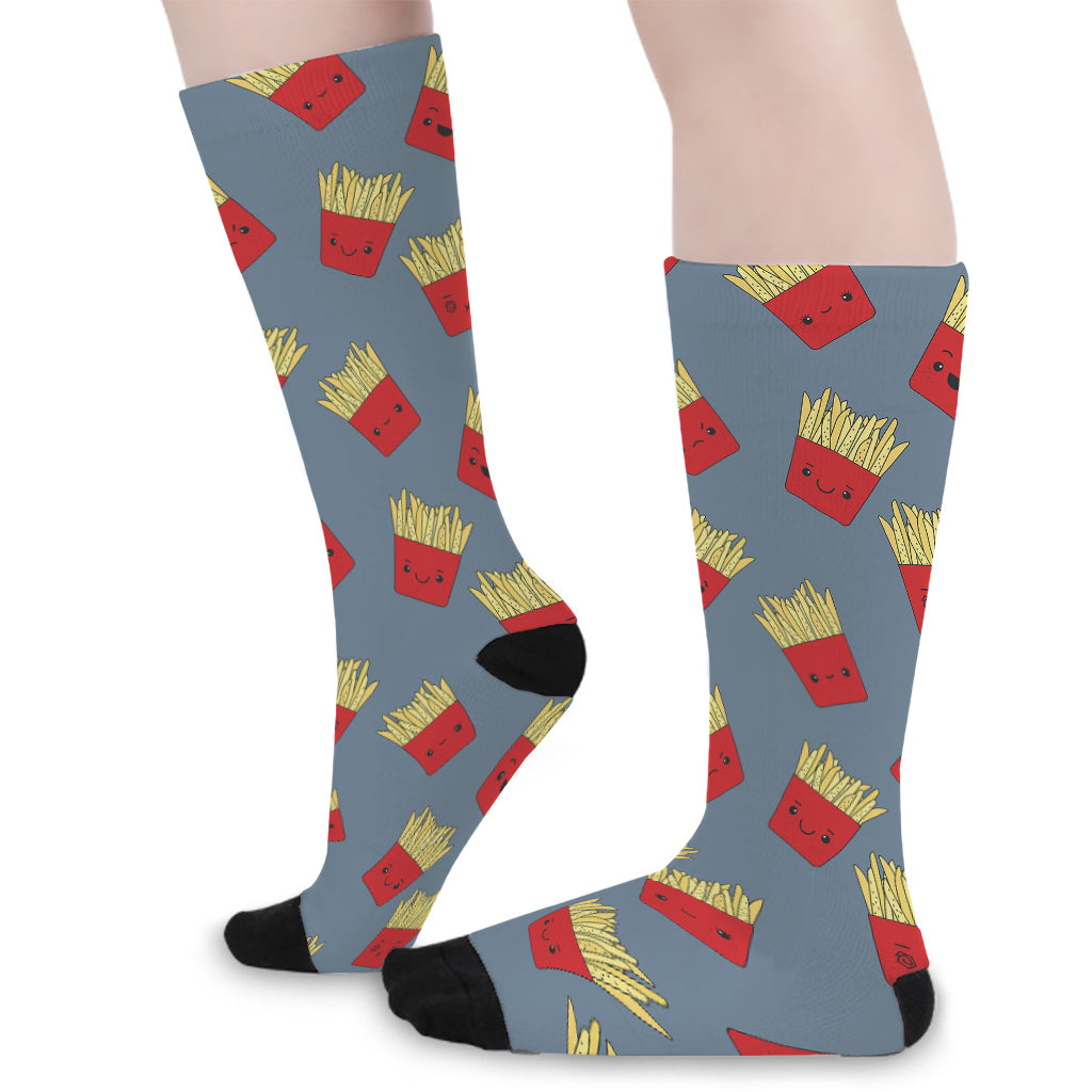 Cute French Fries Pattern Print Long Socks